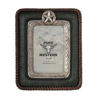 Pure Western Leather Look Silver Star Picture Frame 4X6" (P1S1933GFT) Assorted