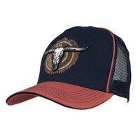 Pure Western Samuel High Profile Trucker Cap (P5S1902CAP) Navy/Rust OSFM