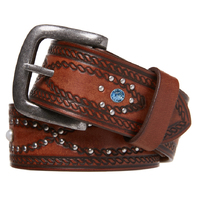 Statesman Genuine Leather Buffalo Studded Belt (BL-19-6061) Brown