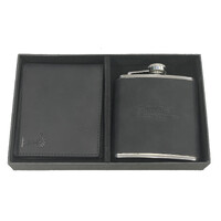 Ritemate Pilbara Leather Wallet and Hip Flask (RMPA009) Black
