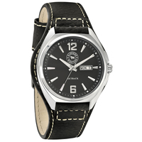 Ringers Western Mens Leather Band Watch (RW-WW01SBK) Silver/Black [GD]