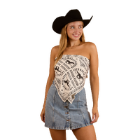 Ringers Western Womens Lets Horse Around Scarf Top (224085RW) Off White