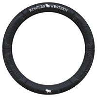 Ringers Western Genuine Leather Steering Wheel Cover 38cm 15" (SWRW-BLKBUL) Black/White