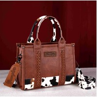 Wrangler Womens Cow Print Crossbody Bag (X4W2955BAG) Dark Tan
