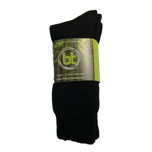 Bamboo Textiles 3-Yarn Socks 3 Pack (0793618080822) Black M4-6/W6-8