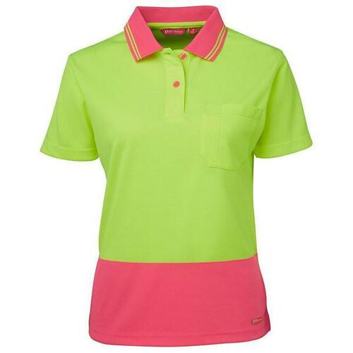 JB's Womens Hi Vis S/S Polo (6LHCPEI) Lime/Pink 8 [GD]