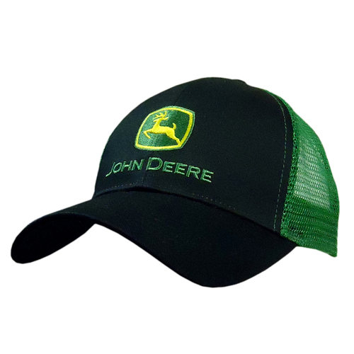 John Deere Unisex JD Logo Mesh Back Cap (13080277BK00) Black/Green OSFM 