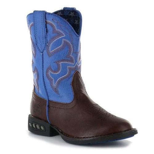 Roper Childrens Lightning Western Boots (18201233) Brown/Blue 10
