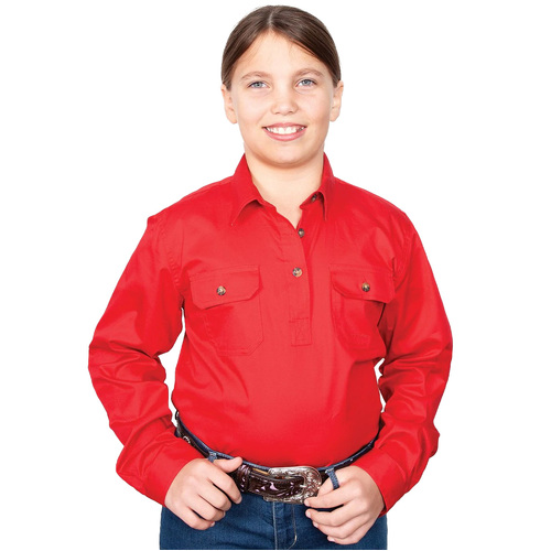 Just Country Girls Kenzie Half Button Work Shirt (60606) Chilli S/6-7