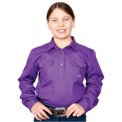 Just Country Girls Kenzie Half Button Work Shirt (60606) Purple XL/14-16