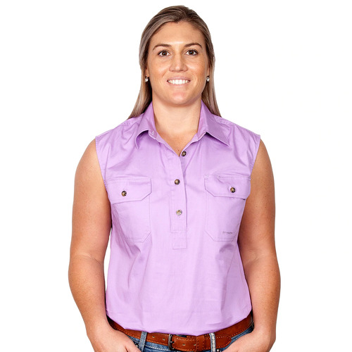 Just Country Womens Kerry Sleeveless Half Button Work Shirt (50503) Orchid 3XL/20