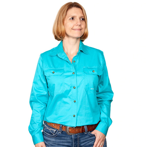 Just Country Womens Brooke Work Shirt (50502) Turquoise 3XL/20