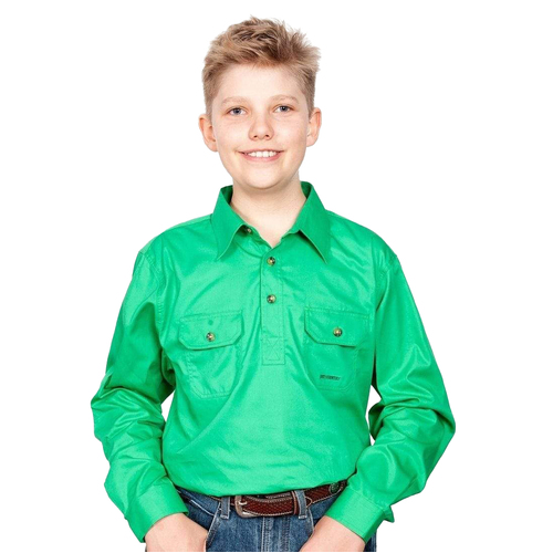Just Country Boys Lachlan Half Button Work Shirt (30303) Ivy Green XS