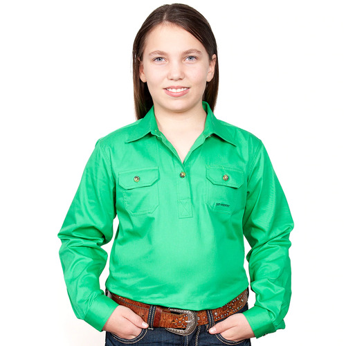Just Country Girls Kenzie Half Button Work Shirt (60606) Ivy Green XS/4-5