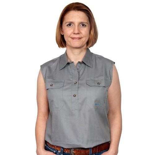 Just Country Womens Kerry Sleeveless Half Button Work Shirt (50503) Steel Grey XS/8