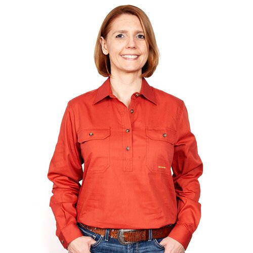 Just Country Womens Jahna Half Button Work Shirt (50505) Rust XS/8