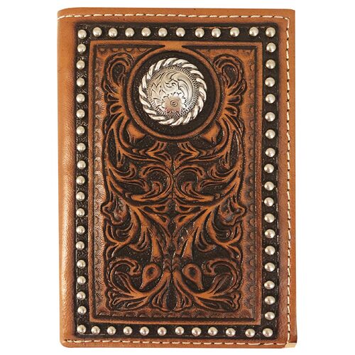 Roper Mens Tri-Fold Wallet (8136100) Tooled Leather Tan