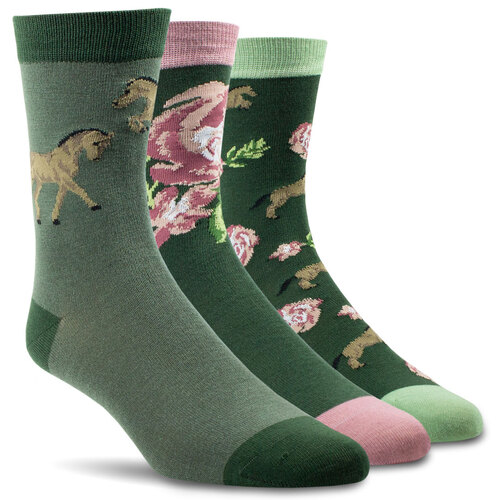 Ariat Womens Charm Crew Socks (10043949) Floral Horse One Size [SD]