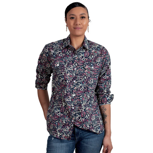 Just Country Womens Abbey Full Button Print Shirt (WWLS2420) Navy Paisley 8