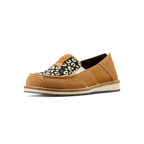 Ariat Womens Cruiser Slip On Shoes (10050956) Dark Tan Suede/Cream Cheetah 7B