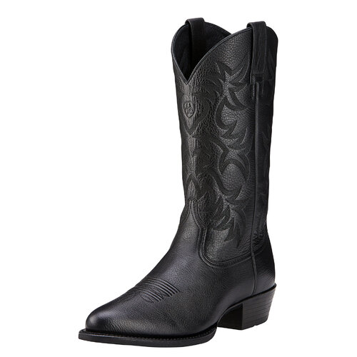 Ariat Mens Heritage Western R-Toe Boots (10002218) Black Deertan