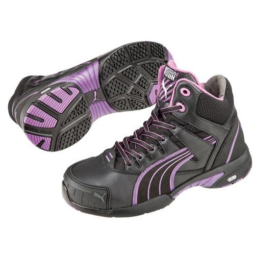 Puma Womens Stepper Mid Safety Shoe (630607) Black/Pink [SD]