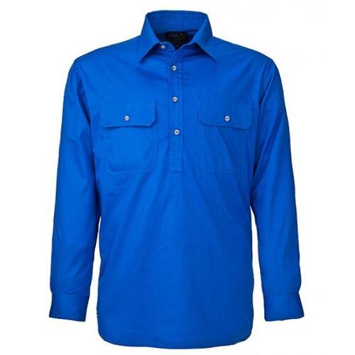 Ritemate Mens Pilbara Closed Front Shirt (RM200CF) Cobalt Blue XS