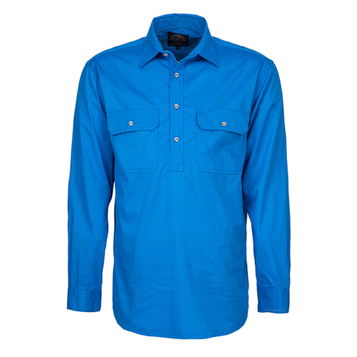 Ritemate Mens Pilbara Closed Front Shirt (RM200CF) Light Blue XS