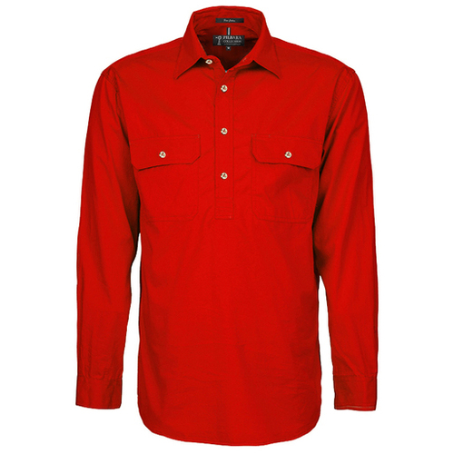 Ritemate Mens Pilbara Closed Front Shirt (RM200CF) Red