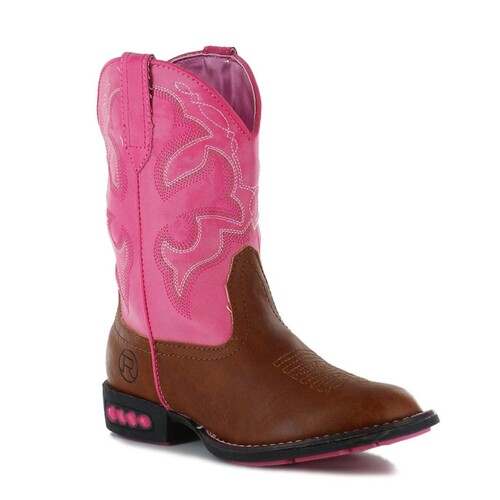 Roper Toddler Lightning Western Boots (17201234) Tan/Pink 6