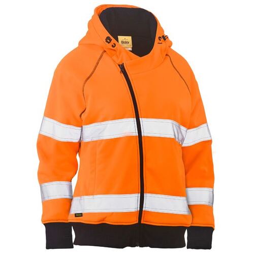 Bisley Womens Hi Vis Fleece Zip Front Hoodie (BKL6819T_BF61) Orange 14