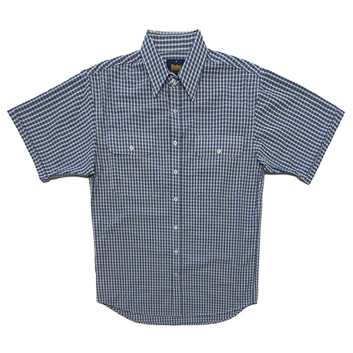 Bisley Mens Western Seersucker S/S Shirt (BS20261_CBYD) Blue Small Check L [SD]