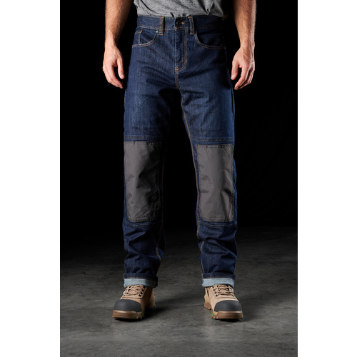 FXD Mens WD-3 Skinny Leg Work Denim Jeans With Knee Pads (FX01336003) Indigo Stomp Wash