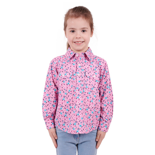 Hard Slog Childrens Floria 1/2 Placket L/S Shirt (H3S7101153) Pink 8 [SD]