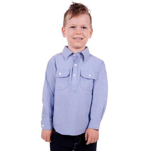 Hard Slog Childrens Jackson 1/2 Placket L/S Shirt (H3S7101182) Blue 6 [SD]