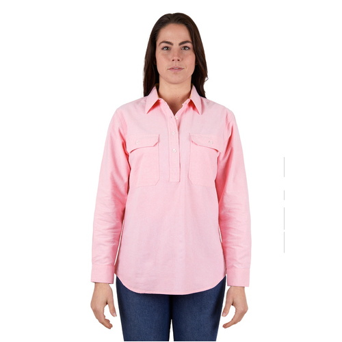 Hard Slog Womens Jas Half Button L/S Shirt (H4W2101209) Pink 8
