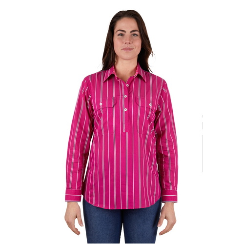 Hard Slog Womens Adela Half Button L/S Shirt (H4W2101211) Hot Pink 10