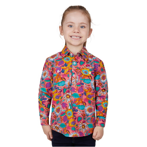 Hard Slog Childrens Susie Half Button L/S Shirt (H4W7101204) Multi 2