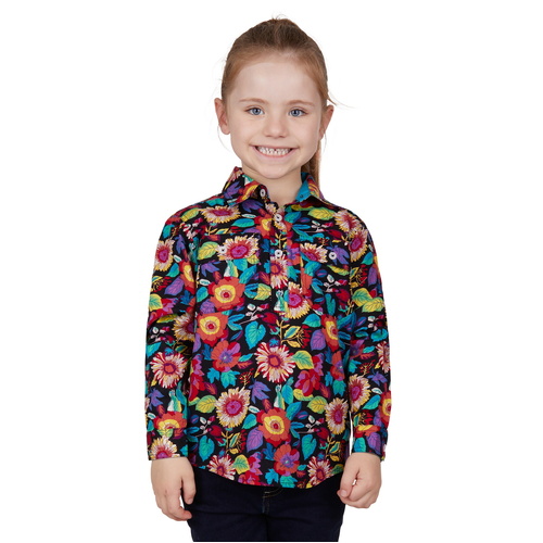Hard Slog Childrens Elda Half Button L/S Shirt (H4W7101207) Multi 2