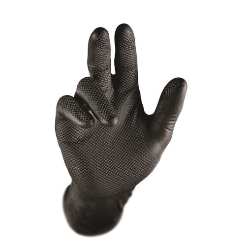 Mack Grippaz Non Slip Nitrile Gloves Box of 50 (GZGLVSKNDBK) Black M