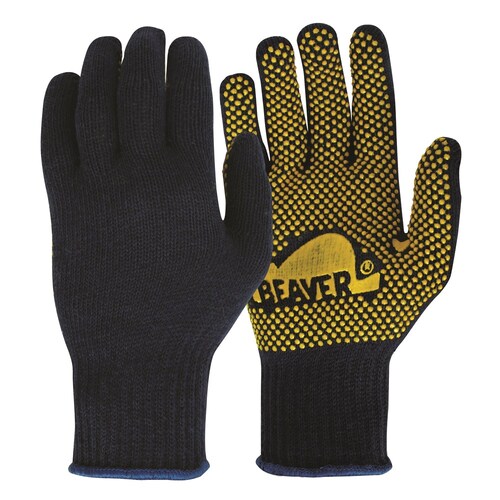 Frontier Knitted Polycotton Polka Dot Gloves (FRCOTWDOTBY) Blue/Yellow M