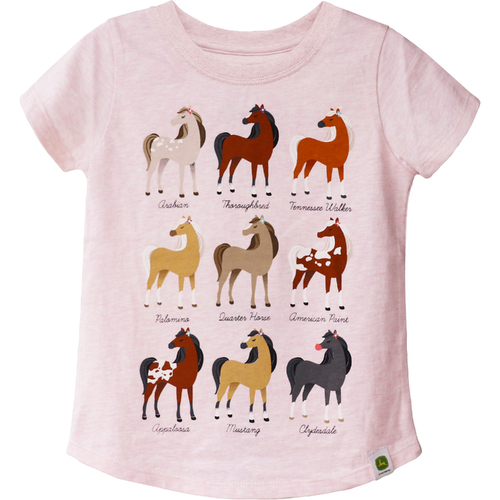 John Deere Childrens Horse Breeds Tee (J1T409PC5AU) Pink 5 