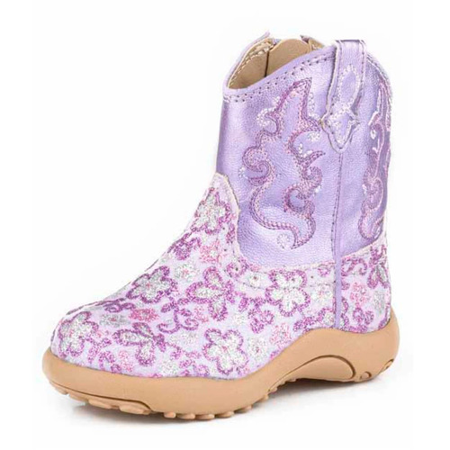 Roper Infant Glitter Boots (16901520) Lavender/Floral 2 [SD]