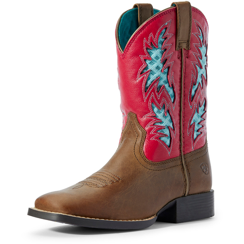 Ariat Childrens Cowboy VentTEK Boots (10031489) Homestead Brown/Hot Pink