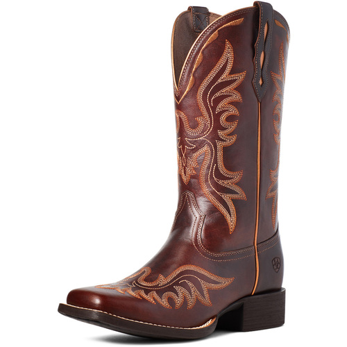 Ariat Womens Round Up Flutter Boots (10036022) Mahogany [SD]