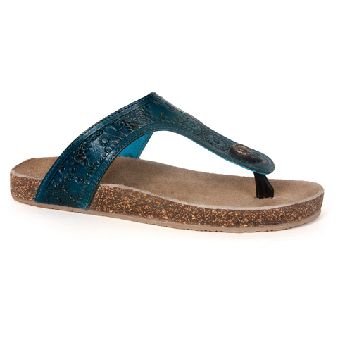 Roper Womens Miranda Tooled Leather Sandals (21607663) Turquoise [SD]