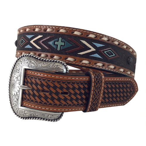 Roper Mens 1 1/2" Belt (8639500) Genuine Navajo Natural Leather 40 [SD]