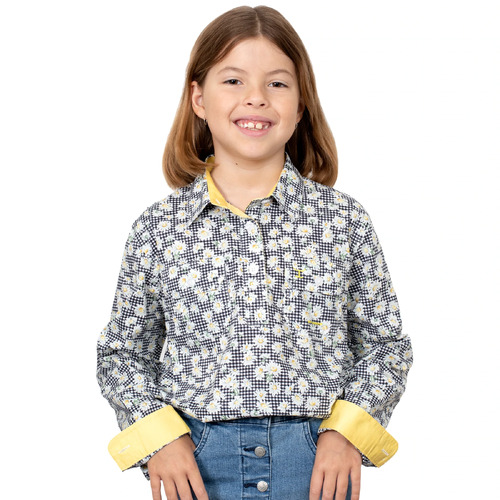 Just Country Girls Harper Half Button Shirt (GWLS2221) Black/White XL
