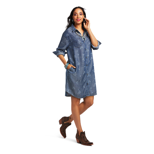 Ariat Womens Camp Dress (10039850) Denim Blue S [SD]