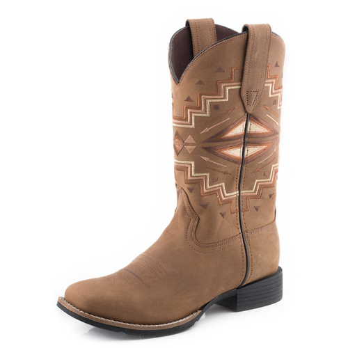 Roper Childrens Monterey Aztec Boots (18912084) Tan Leather 10 [SD]